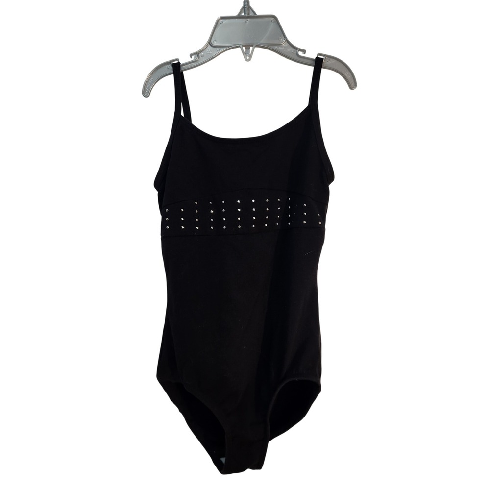 Freestyle by Danskin Black Rhinestone Embellished Girls Dance Leotard Size 6/6X‎